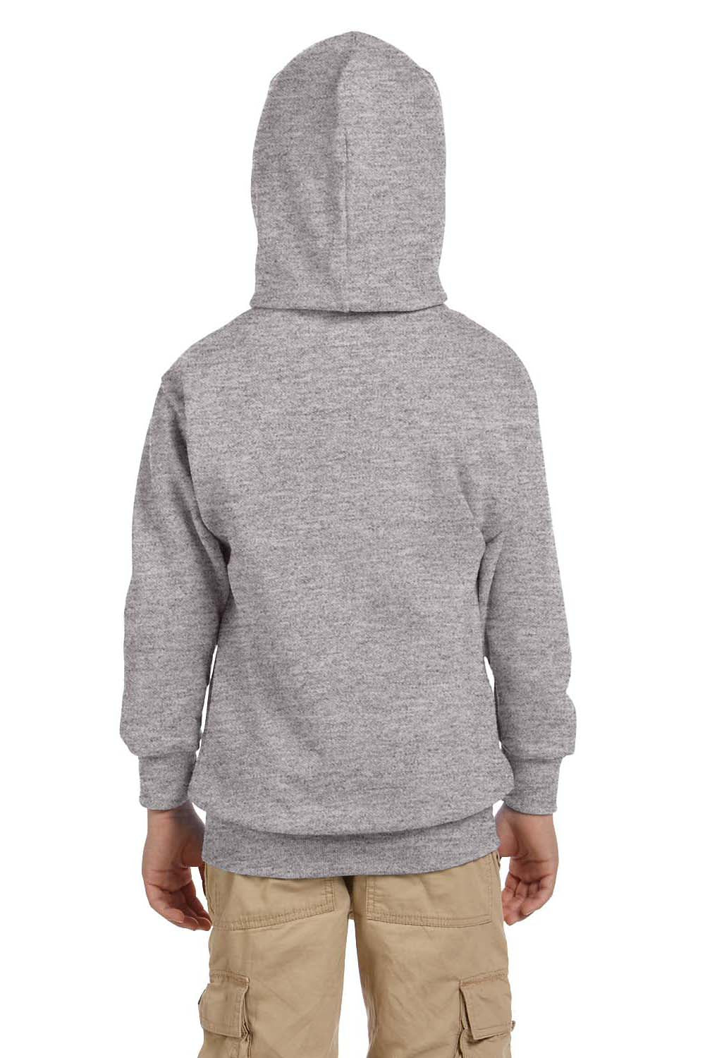 Hanes P473 Youth EcoSmart Print Pro XP Hooded Sweatshirt Hoodie Light Steel Grey Back