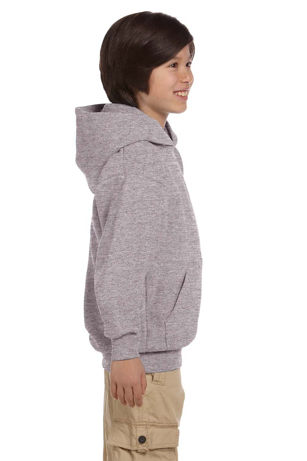 Hanes P473 Youth EcoSmart Print Pro XP Hooded Sweatshirt Hoodie Light Steel Grey Side