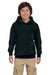 Hanes P473 Youth EcoSmart Print Pro XP Hooded Sweatshirt Hoodie Black Front