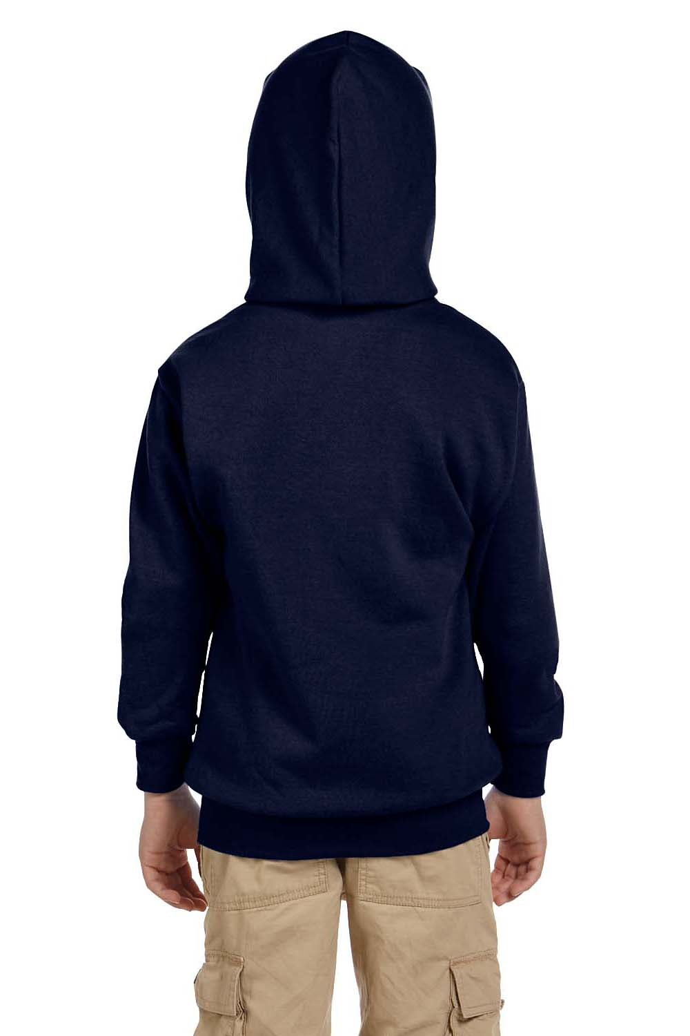 Hanes P473 Youth EcoSmart Print Pro XP Hooded Sweatshirt Hoodie Navy Blue Back
