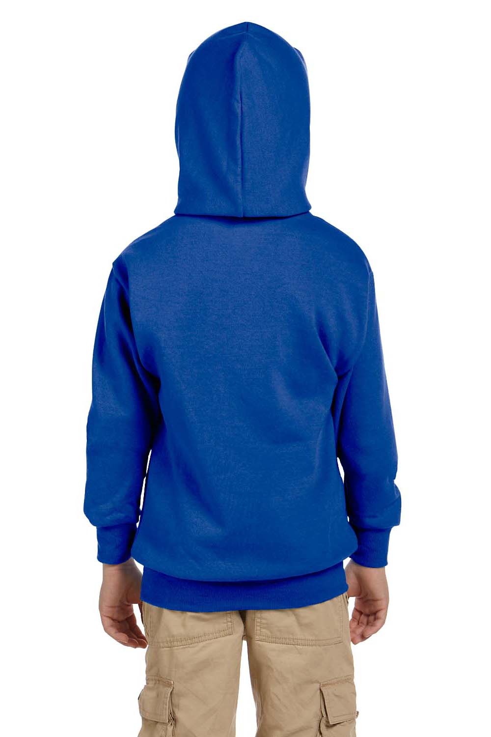 Hanes P473 Youth EcoSmart Print Pro XP Hooded Sweatshirt Hoodie Royal Blue Back