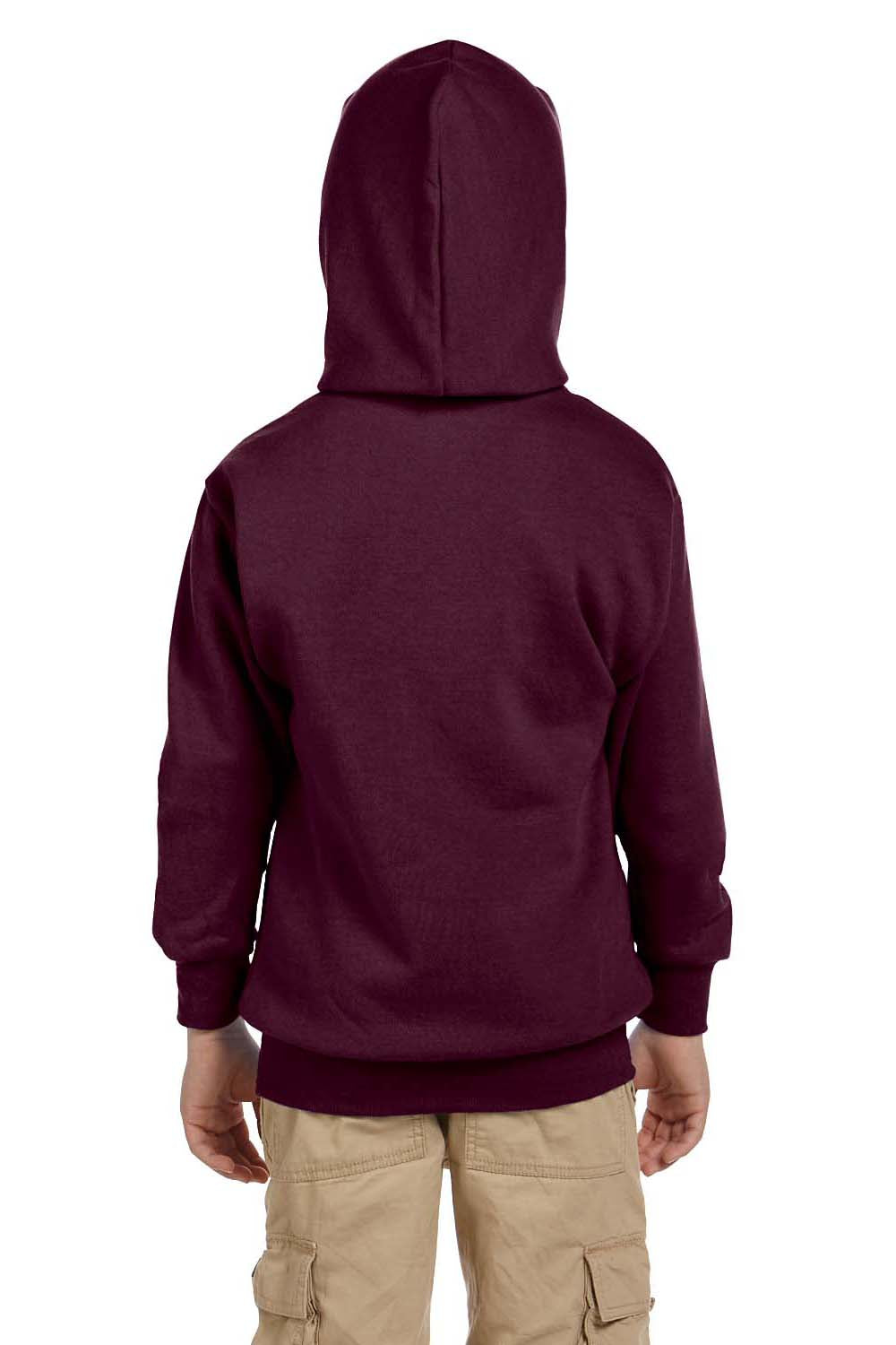 Hanes P473 Youth EcoSmart Print Pro XP Hooded Sweatshirt Hoodie Maroon Back
