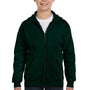 Hanes Youth EcoSmart Print Pro XP Full Zip Hooded Sweatshirt Hoodie - Deep Forest Green - Closeout