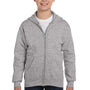 Hanes Youth EcoSmart Print Pro XP Pill Resistant Full Zip Hooded Sweatshirt Hoodie - Light Steel Grey