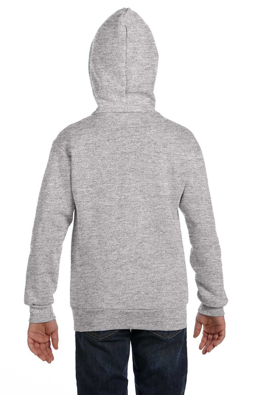 Hanes P480 Youth EcoSmart Print Pro XP Full Zip Hooded Sweatshirt Hoodie Light Steel Grey Back