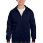 Hanes Youth EcoSmart Print Pro XP Full Zip Hooded Sweatshirt Hoodie - Navy Blue