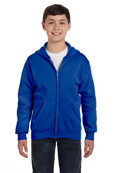 Hanes P480 Youth EcoSmart Print Pro XP Full Zip Hooded Sweatshirt Hoodie Royal Blue Front