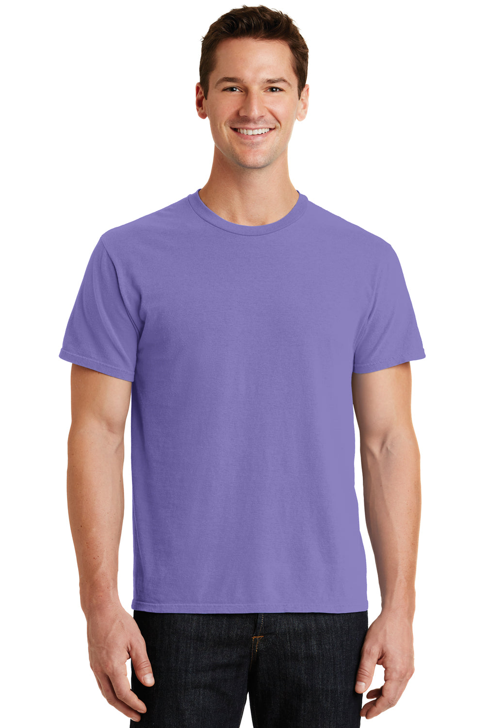Port & Company PC099 Mens Beach Wash Short Sleeve Crewneck T-Shirt Amethyst Purple Front