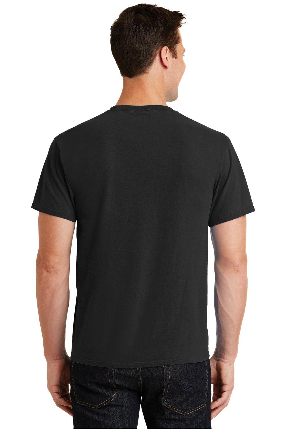 Port & Company PC099 Mens Beach Wash Short Sleeve Crewneck T-Shirt Black Back