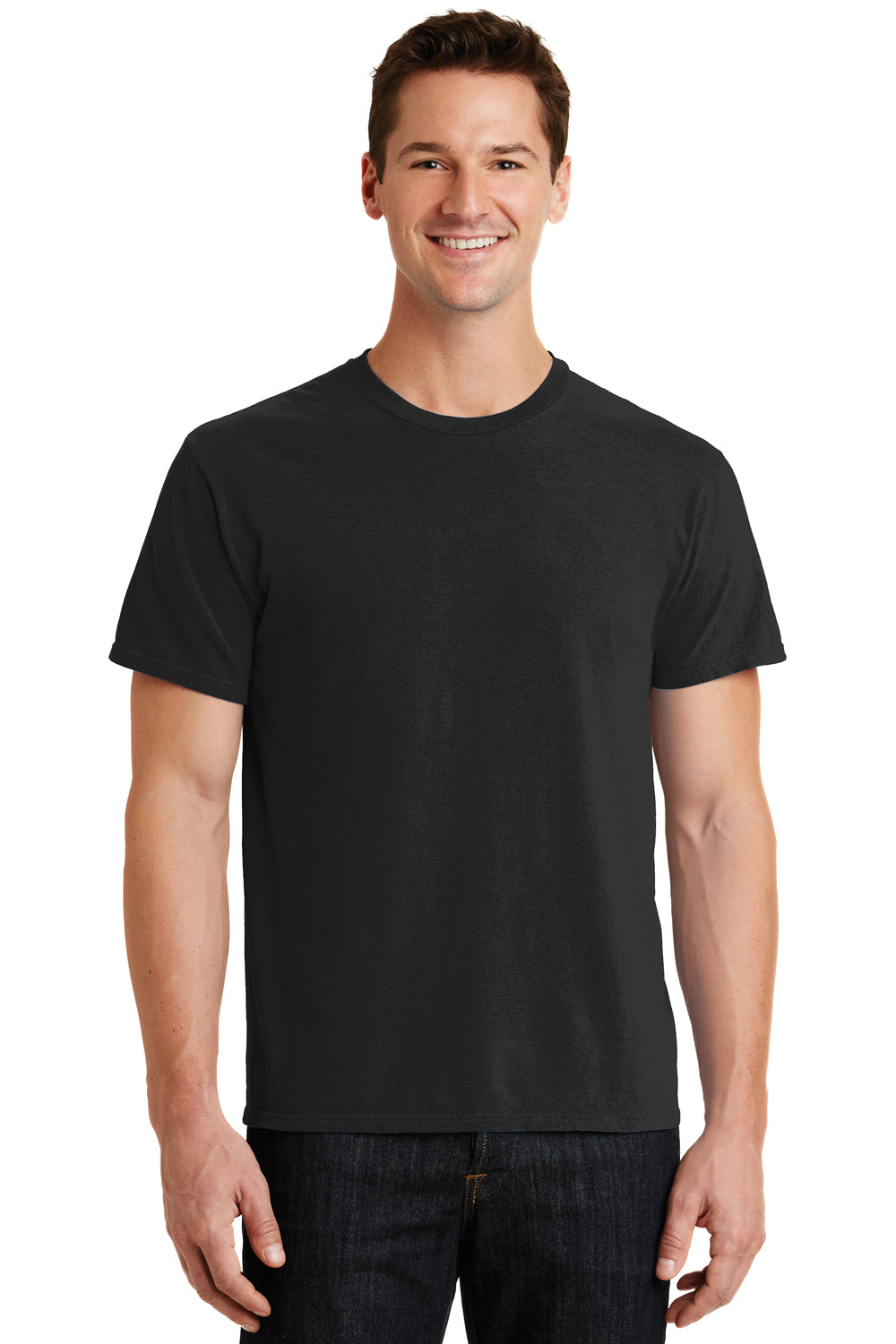 Port & Company PC099 Mens Beach Wash Short Sleeve Crewneck T-Shirt Black Front