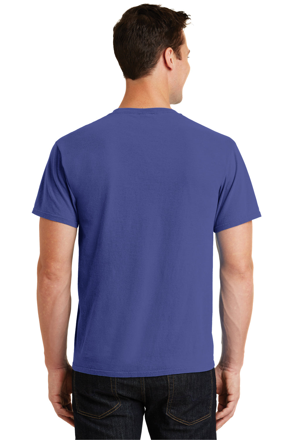 Port & Company PC099 Mens Beach Wash Short Sleeve Crewneck T-Shirt Blue Iris Back