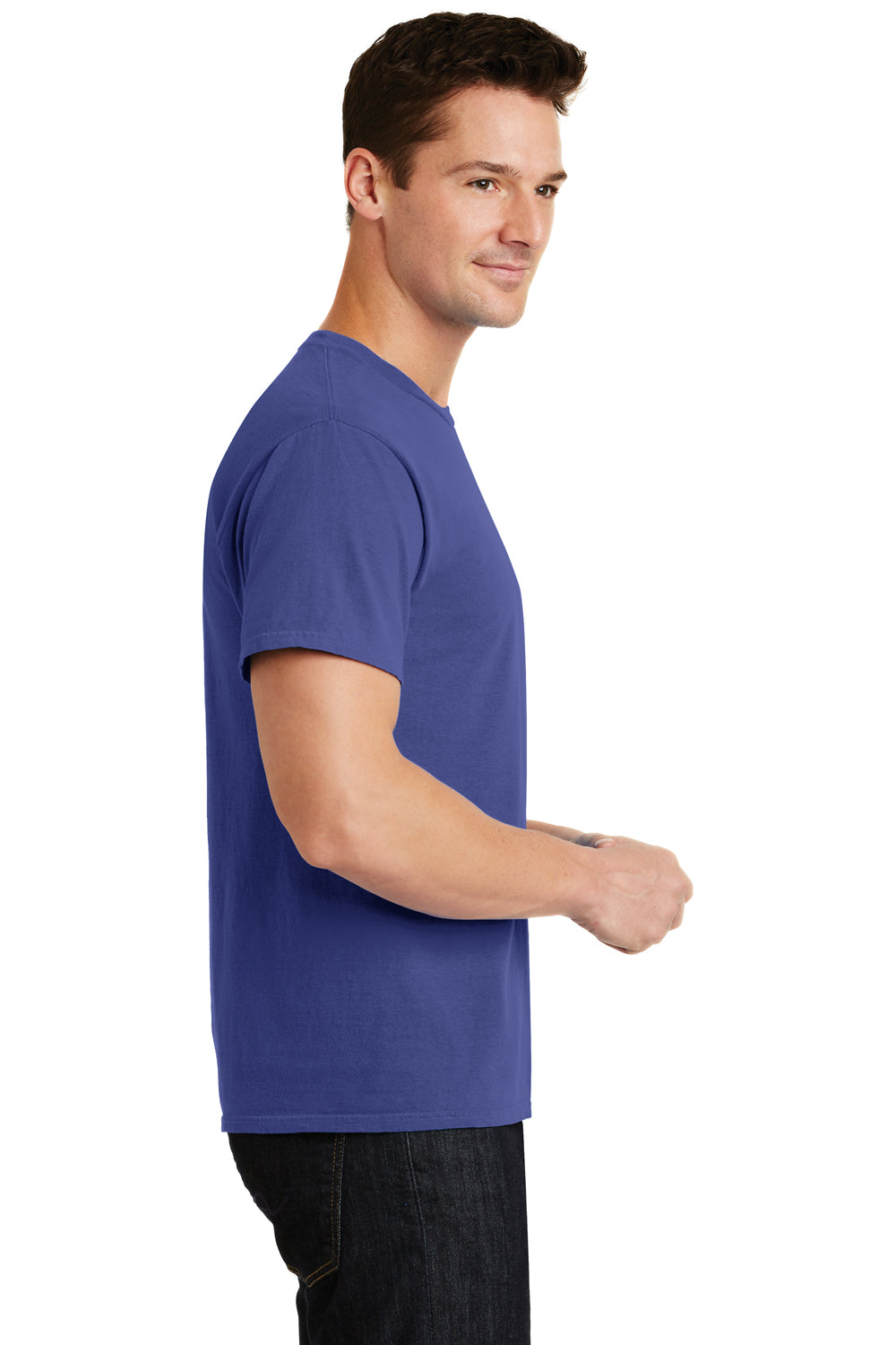 Port & Company PC099 Mens Beach Wash Short Sleeve Crewneck T-Shirt Blue Iris Side