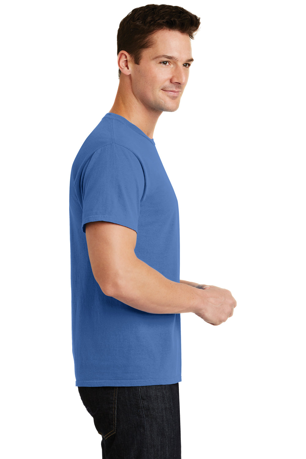 Port & Company PC099 Mens Beach Wash Short Sleeve Crewneck T-Shirt Blue Moon Side