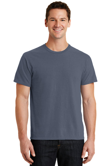 Port & Company PC099 Mens Beach Wash Short Sleeve Crewneck T-Shirt Denim Blue Front