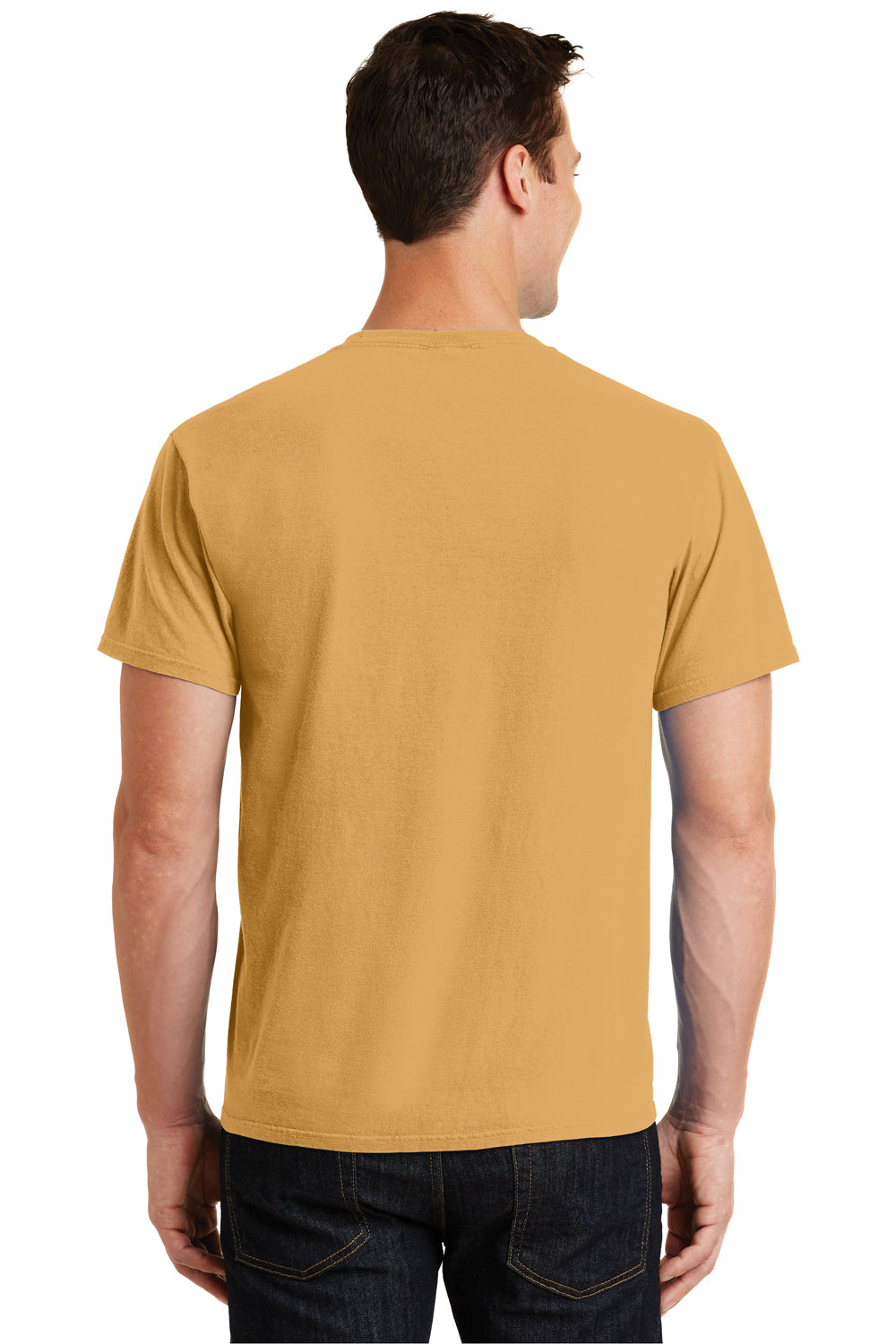 Port & Company PC099 Mens Beach Wash Short Sleeve Crewneck T-Shirt Dijon Yellow Back