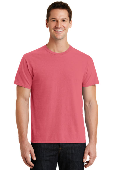 Port & Company PC099 Mens Beach Wash Short Sleeve Crewneck T-Shirt Fruit Punch Pink Front