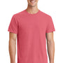 Port & Company Mens Beach Wash Short Sleeve Crewneck T-Shirt - Fruit Punch Pink