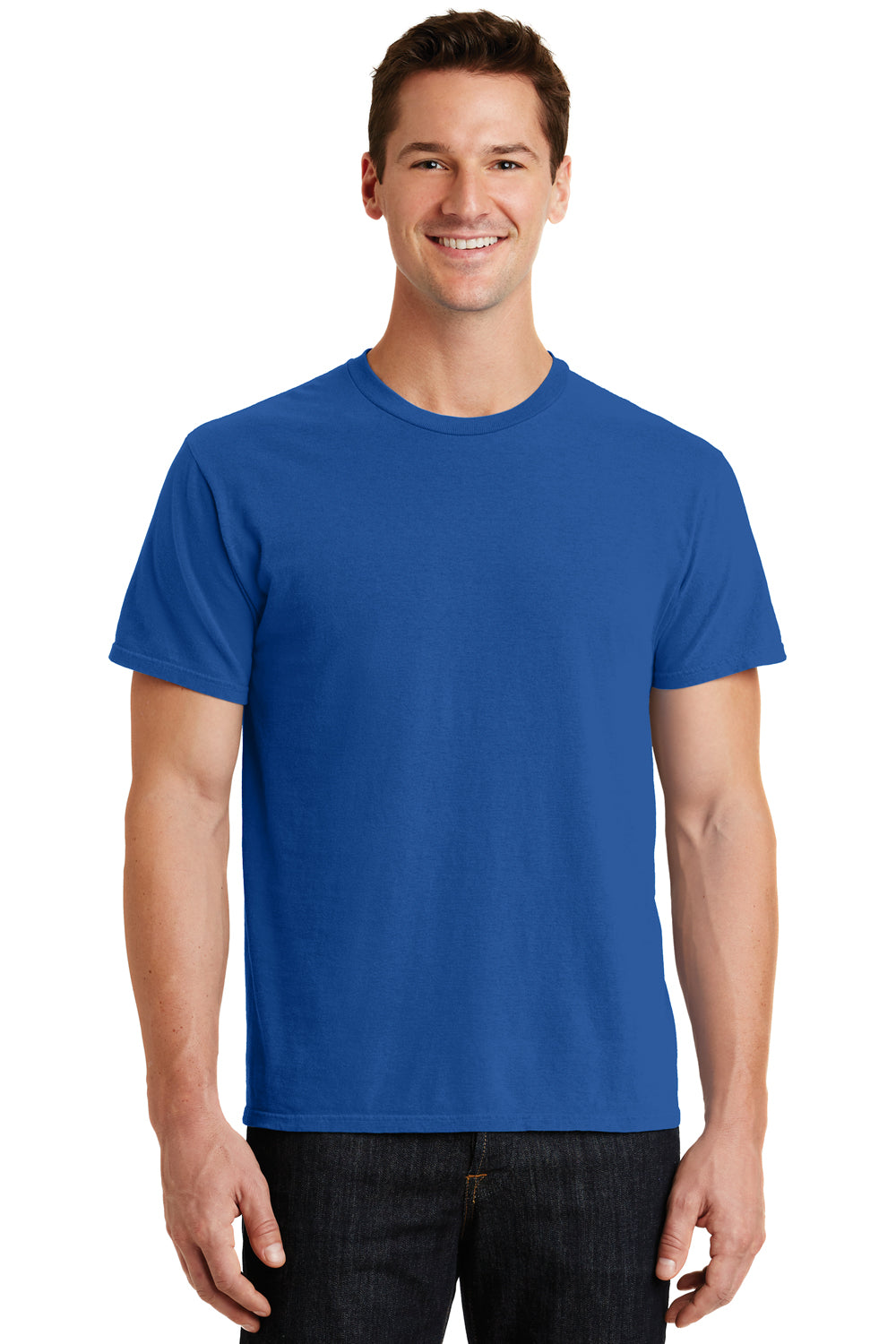 Port & Company PC099 Mens Beach Wash Short Sleeve Crewneck T-Shirt Neon Blue Front