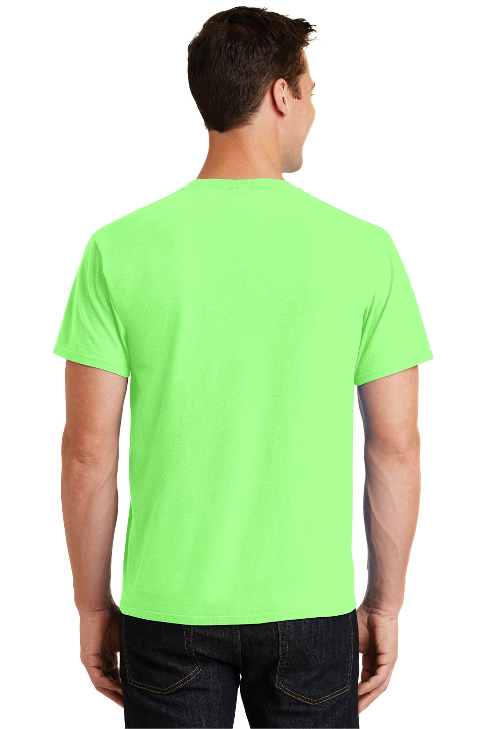 Port & Company PC099 Mens Beach Wash Short Sleeve Crewneck T-Shirt Neon Green Back