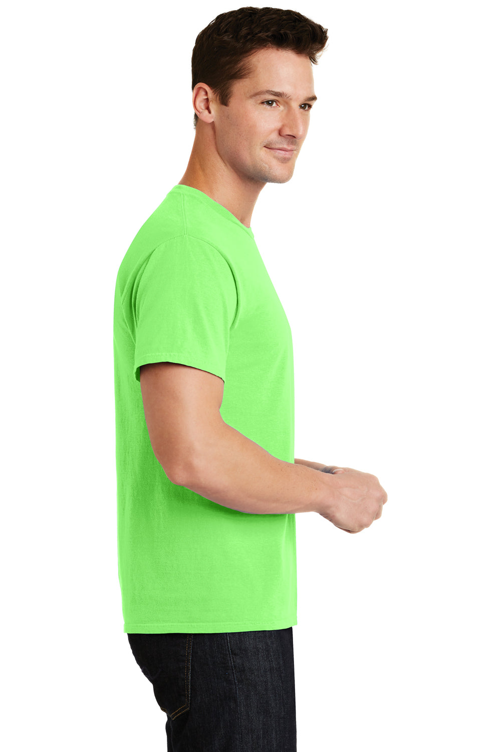 Port & Company PC099 Mens Beach Wash Short Sleeve Crewneck T-Shirt Neon Green Side