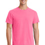 Port & Company Mens Beach Wash Short Sleeve Crewneck T-Shirt - Neon Pink