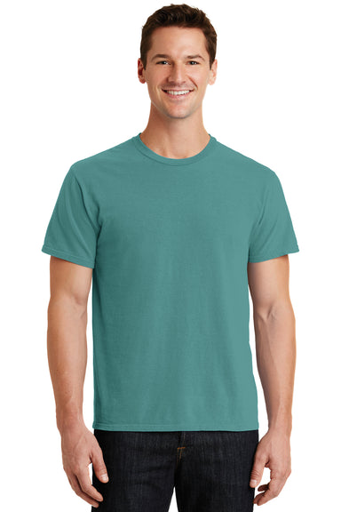 Port & Company PC099 Mens Beach Wash Short Sleeve Crewneck T-Shirt Peacock Green Front
