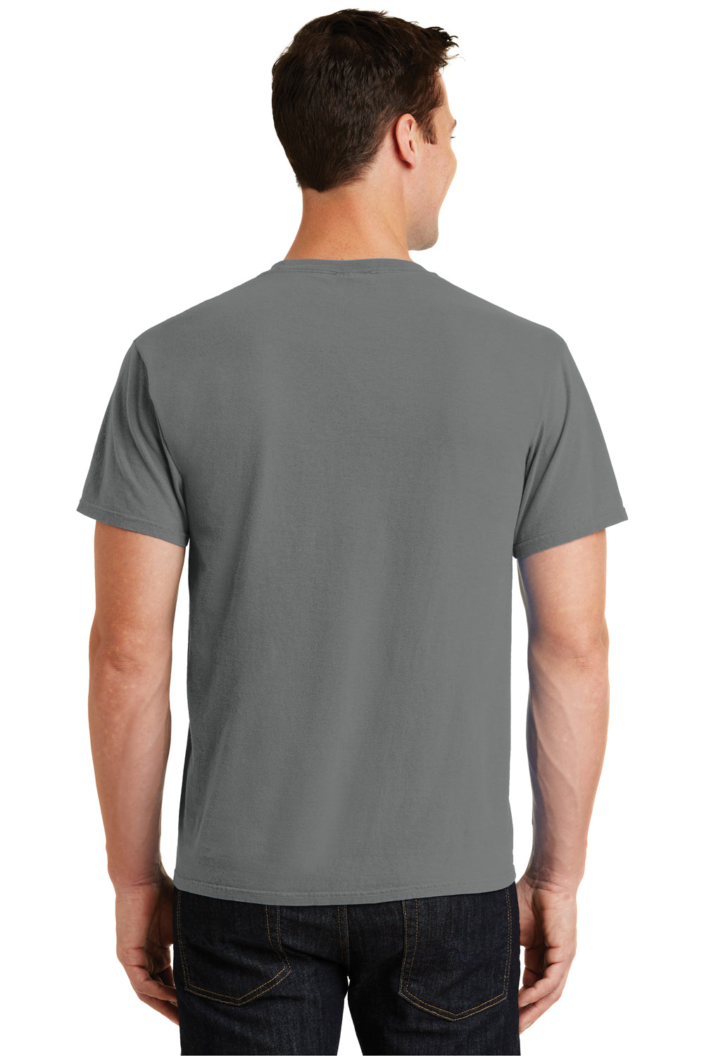 Port & Company PC099 Mens Beach Wash Short Sleeve Crewneck T-Shirt Pewter Grey Back