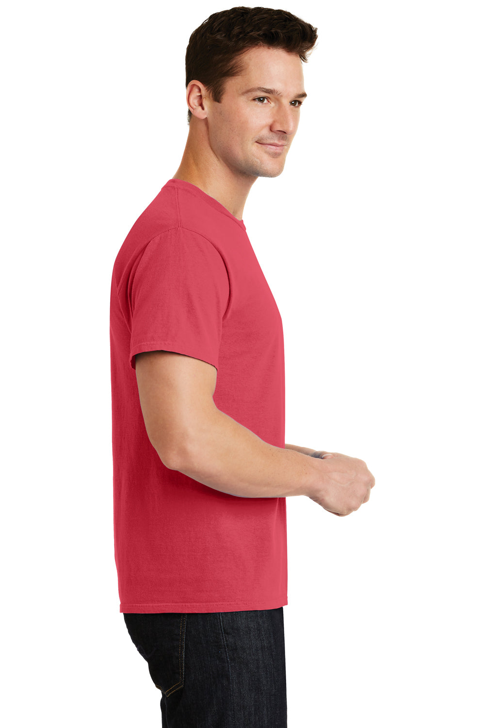 Port & Company PC099 Mens Beach Wash Short Sleeve Crewneck T-Shirt Poppy Red Side