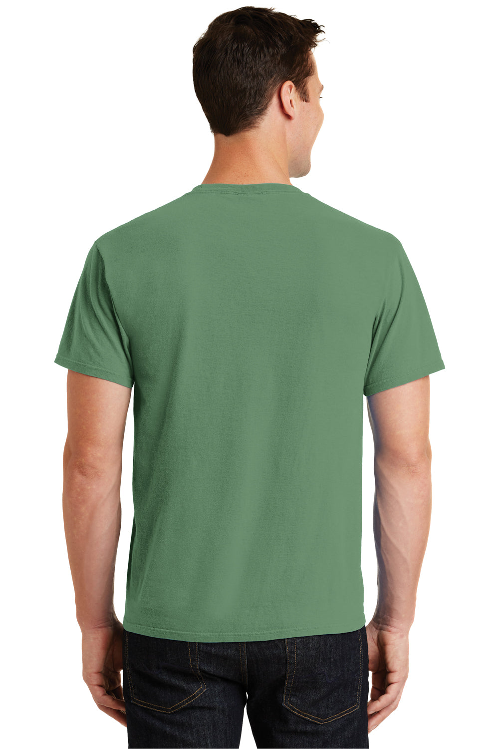 Port & Company PC099 Mens Beach Wash Short Sleeve Crewneck T-Shirt Safari Green Back