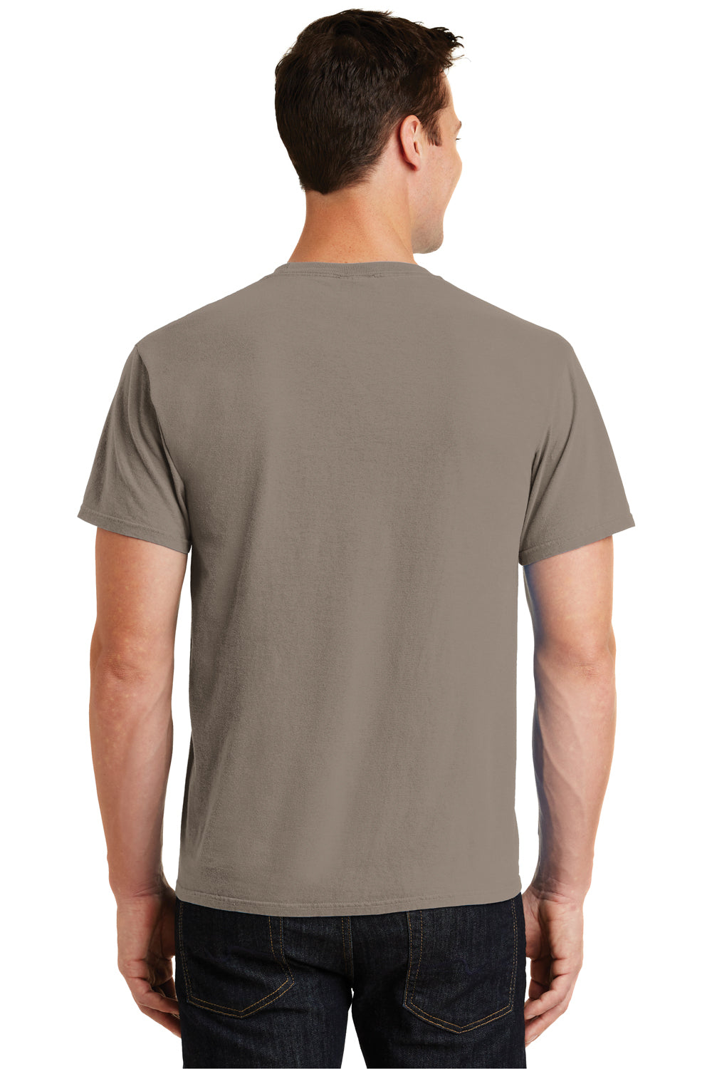 Port & Company PC099 Mens Beach Wash Short Sleeve Crewneck T-Shirt Taupe Brown Back