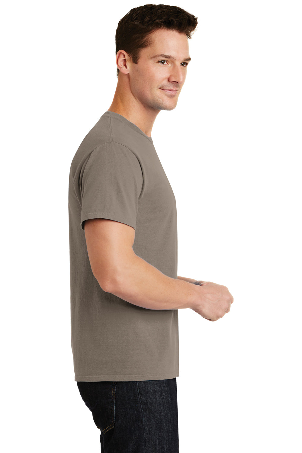 Port & Company PC099 Mens Beach Wash Short Sleeve Crewneck T-Shirt Taupe Brown Side