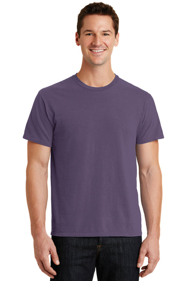 Port & Company PC099 Mens Beach Wash Short Sleeve Crewneck T-Shirt Vintage Plum Purple Front