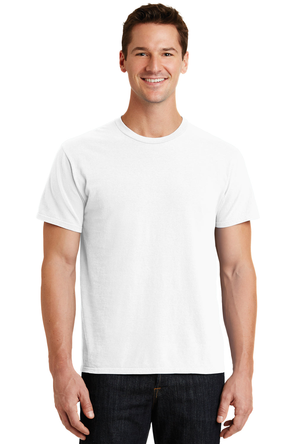 Port & Company PC099 Mens Beach Wash Short Sleeve Crewneck T-Shirt White Front