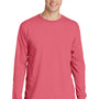 Port & Company Mens Beach Wash Long Sleeve Crewneck T-Shirt - Fruit Punch Pink