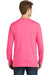 Port & Company PC099LS Mens Beach Wash Long Sleeve Crewneck T-Shirt Neon Pink Back
