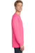 Port & Company PC099LS Mens Beach Wash Long Sleeve Crewneck T-Shirt Neon Pink Side