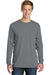 Port & Company PC099LS Mens Beach Wash Long Sleeve Crewneck T-Shirt Pewter Grey Front
