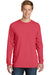 Port & Company PC099LS Mens Beach Wash Long Sleeve Crewneck T-Shirt Poppy Red Front