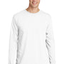 Port & Company Mens Beach Wash Long Sleeve Crewneck T-Shirt - White