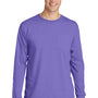 Port & Company Mens Beach Wash Long Sleeve Crewneck T-Shirt w/ Pocket - Amethyst Purple