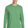 Port & Company Mens Beach Wash Long Sleeve Crewneck T-Shirt w/ Pocket - Safari Green