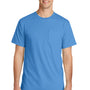 Port & Company Mens Beach Wash Short Sleeve Crewneck T-Shirt w/ Pocket - Blue Moon