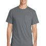 Port & Company Mens Beach Wash Short Sleeve Crewneck T-Shirt w/ Pocket - Coal Grey