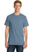 Port & Company PC099P Mens Beach Wash Short Sleeve Crewneck T-Shirt w/ Pocket Denim Blue Front