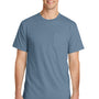 Port & Company Mens Beach Wash Short Sleeve Crewneck T-Shirt w/ Pocket - Denim Blue