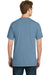 Port & Company PC099P Mens Beach Wash Short Sleeve Crewneck T-Shirt w/ Pocket Mist Blue Back