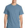 Port & Company Mens Beach Wash Short Sleeve Crewneck T-Shirt w/ Pocket - Mist Blue