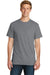 Port & Company PC099P Mens Beach Wash Short Sleeve Crewneck T-Shirt w/ Pocket Pewter Grey Front