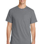 Port & Company Mens Beach Wash Short Sleeve Crewneck T-Shirt w/ Pocket - Pewter Grey