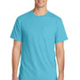 Port & Company Mens Beach Wash Short Sleeve Crewneck T-Shirt w/ Pocket - Tidal Wave Blue